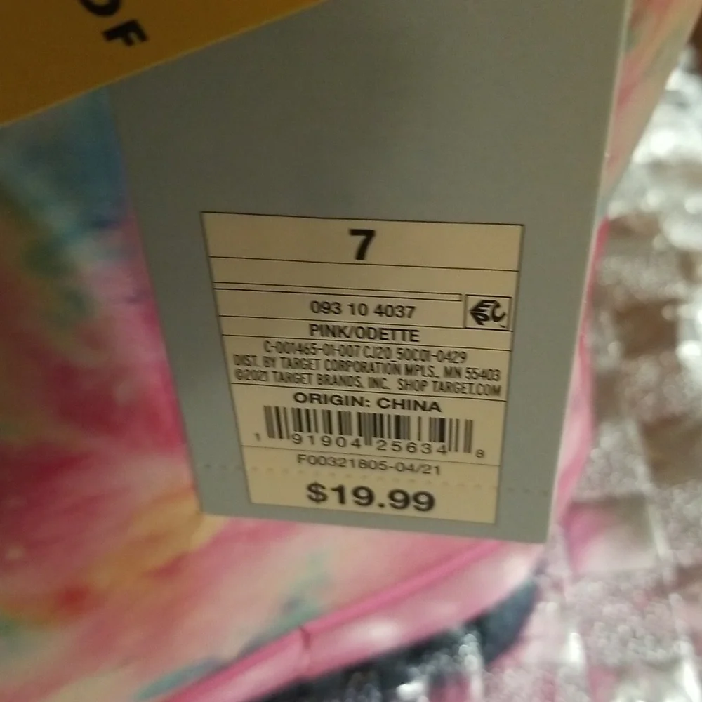 NWT Cat & Jack Pink and Blue Floral Rain Boots - Size 7